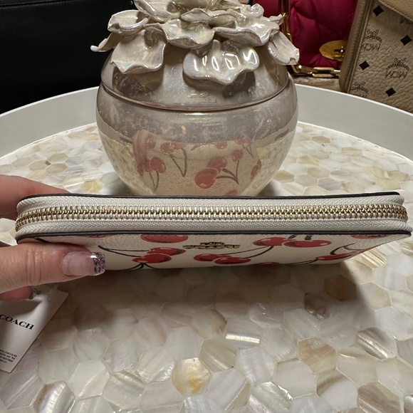 NWT Coach Retail Cherry Large Accordion Zip Wallet Gorgeous! - Picture 7 of 10